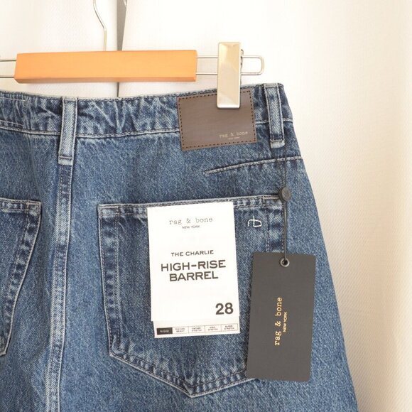 NWT Rag & Bone Charlie High Rise Barrel Jeans Horseshoe Sz 28 - Picture 5 of 9